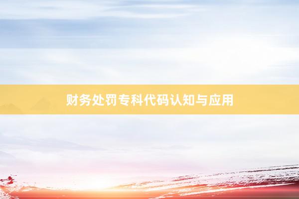 财务处罚专科代码认知与应用